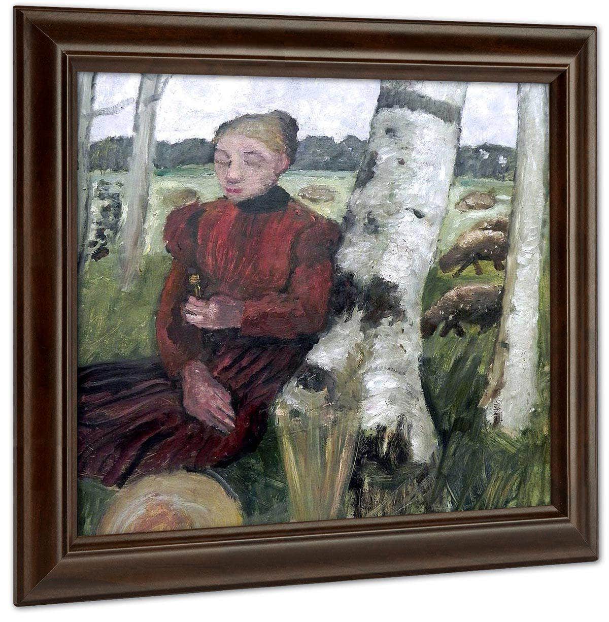 Girl Resting On Birch Trunk By Paula Modersohn Becker Fine Art Print