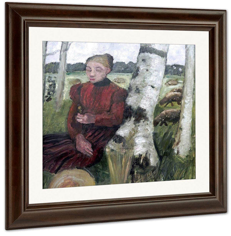Girl Resting On Birch Trunk By Paula Modersohn Becker Fine Art Print