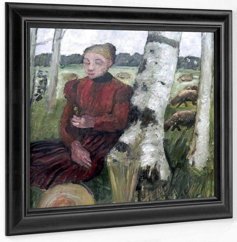 Girl Resting On Birch Trunk By Paula Modersohn Becker Fine Art Print