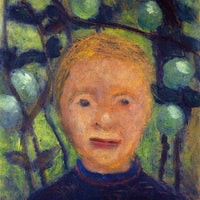 Girl's Head Against Green Foliage By Paula Modersohn Becker Fine Art Print