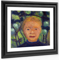 Girl's Head Against Green Foliage By Paula Modersohn Becker Fine Art Print