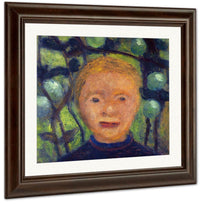 Girl's Head Against Green Foliage By Paula Modersohn Becker Fine Art Print