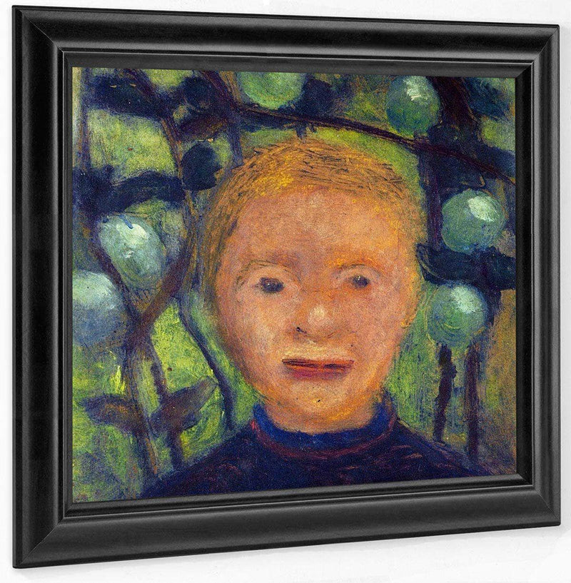Girl's Head Against Green Foliage By Paula Modersohn Becker Fine Art Print