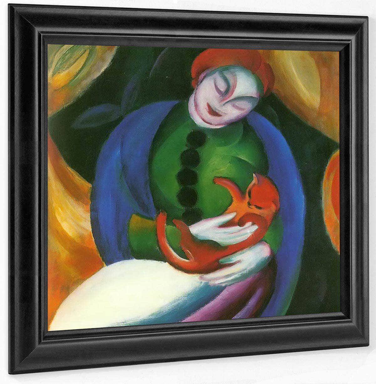 Girl With A Cat By Franz Marc Fine Art Print