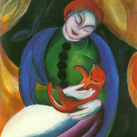 Girl With A Cat By Franz Marc Fine Art Print