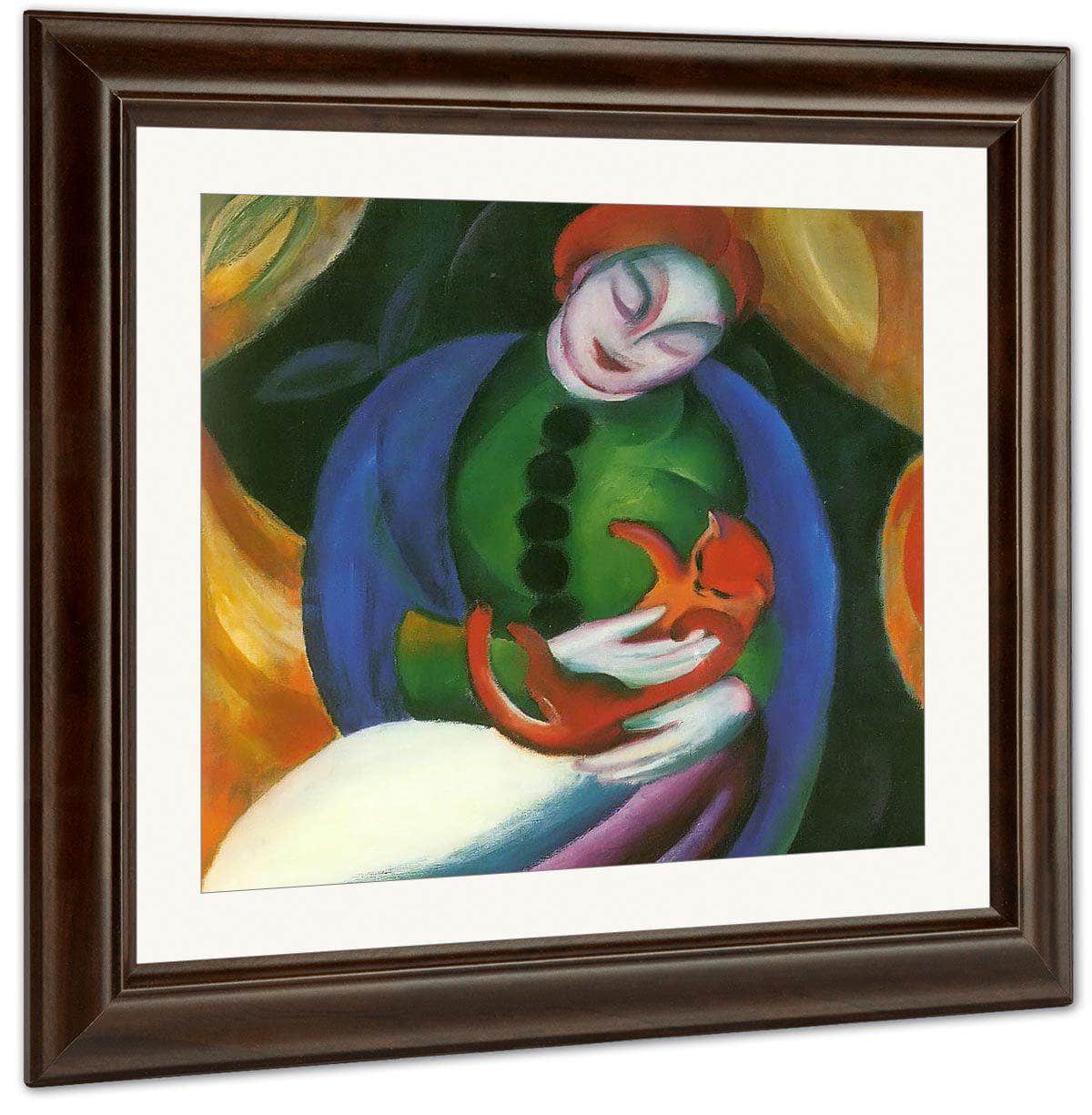 Girl With A Cat By Franz Marc Fine Art Print