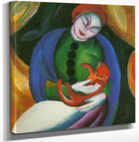 Girl With A Cat By Franz Marc Fine Art Print