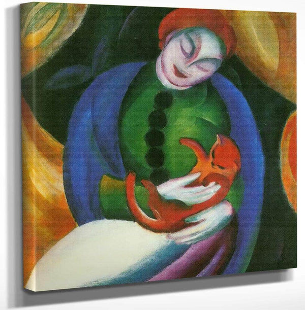 Girl With A Cat By Franz Marc Fine Art Print