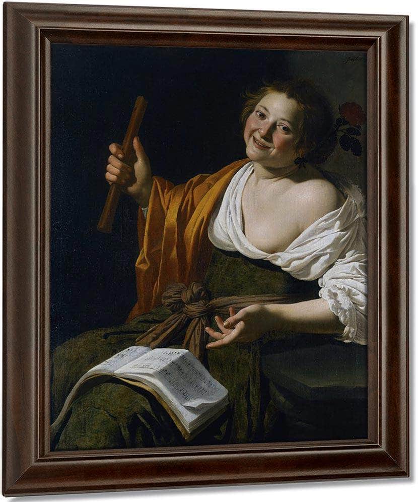 Girl With A Flute By Jan Van Bijlert Fine Art Print