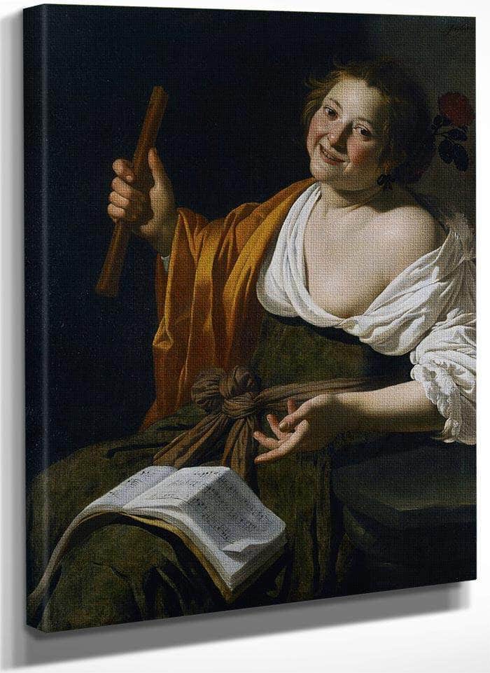 Girl With A Flute By Jan Van Bijlert Fine Art Print