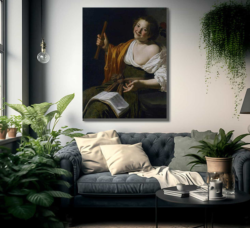 Girl With A Flute By Jan Van Bijlert Fine Art Print