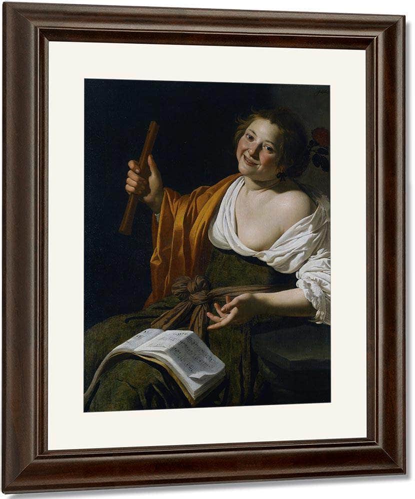 Girl With A Flute By Jan Van Bijlert Fine Art Print