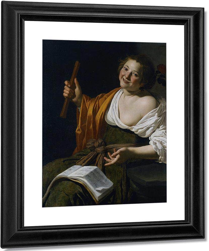 Girl With A Flute By Jan Van Bijlert Fine Art Print