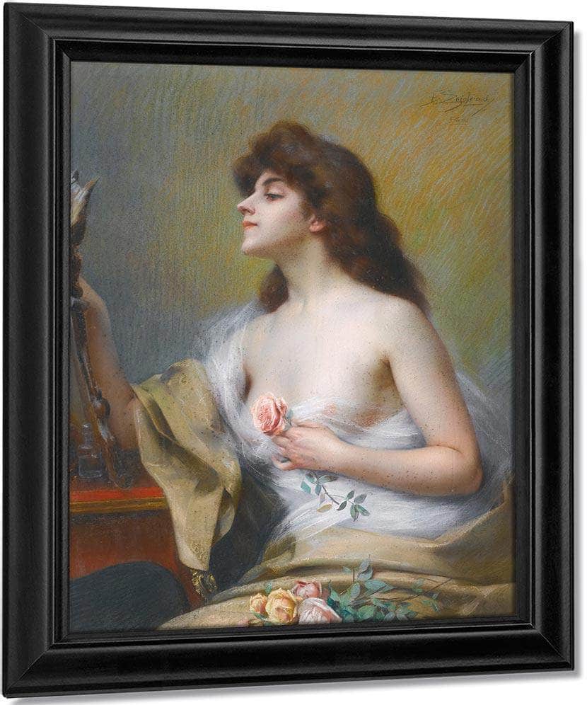 Girl With A Rose By Enjolras Delphin Fine Art Print