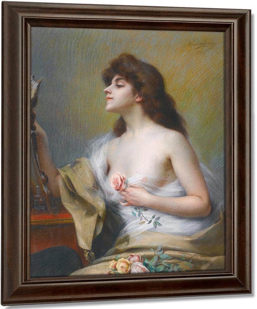 Girl With A Rose By Enjolras Delphin Fine Art Print