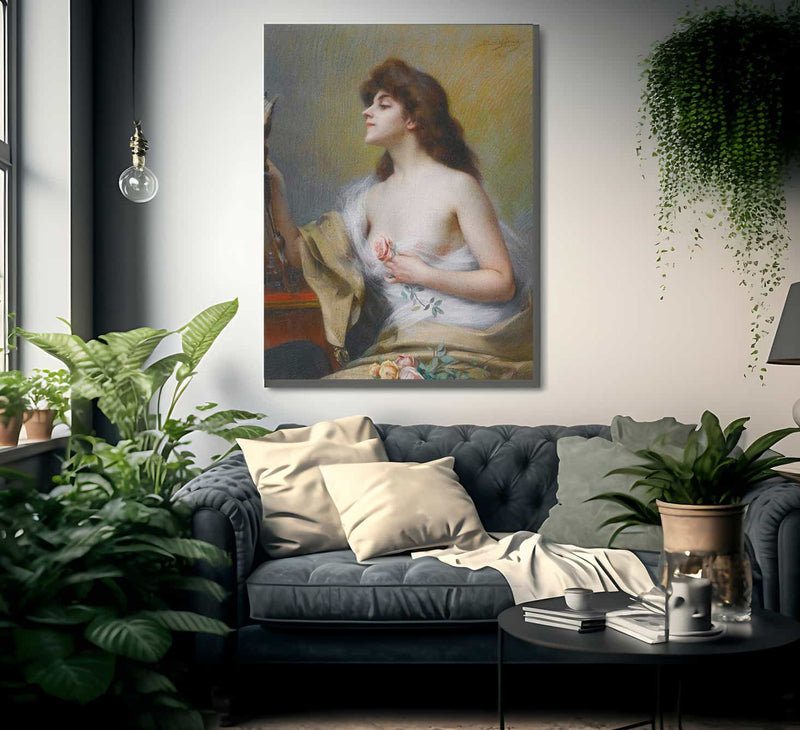 Girl With A Rose By Enjolras Delphin Fine Art Print