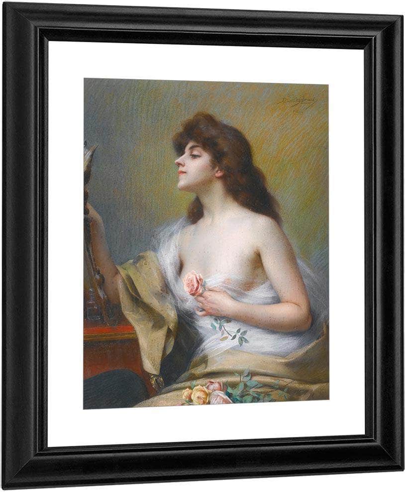 Girl With A Rose By Enjolras Delphin Fine Art Print