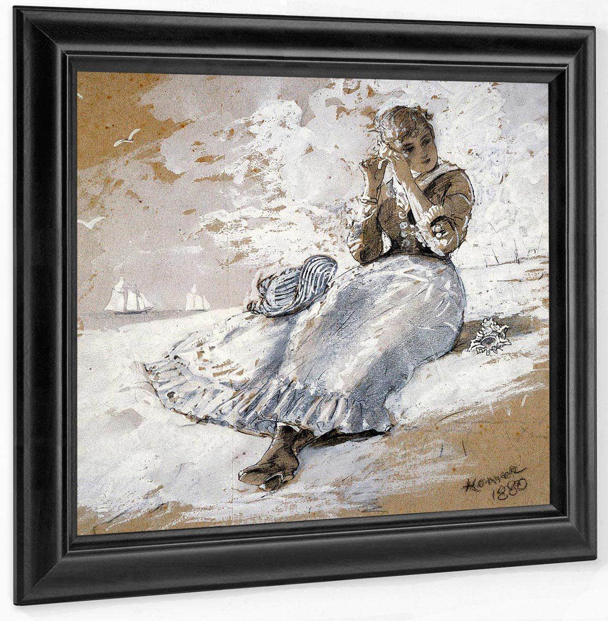 Girl With A Shell At Her Ear By Winslow Homer Fine Art Print