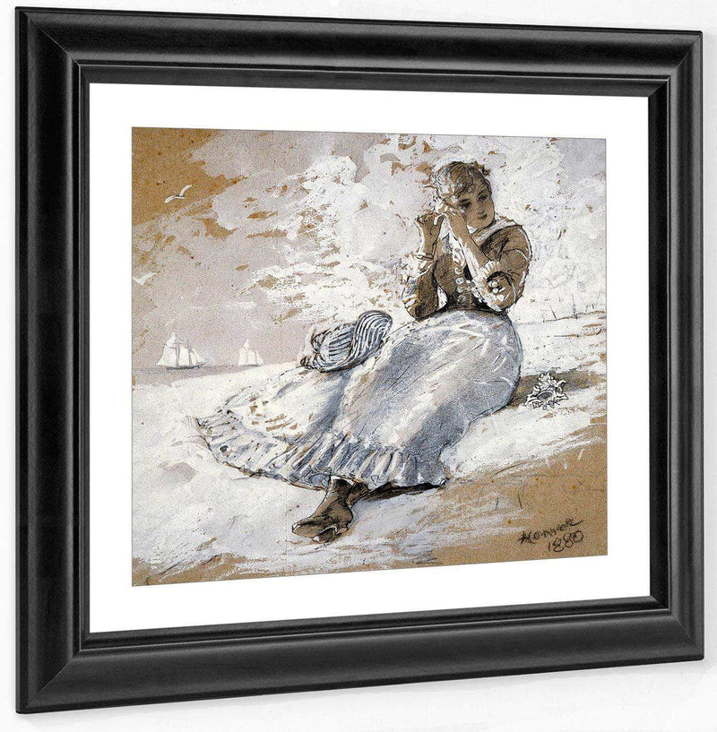 Girl With A Shell At Her Ear By Winslow Homer Fine Art Print