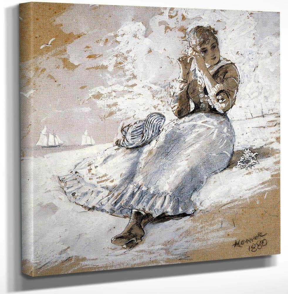 Girl With A Shell At Her Ear By Winslow Homer Fine Art Print