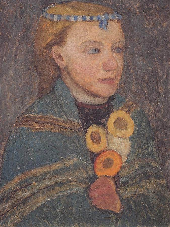 Girl With Blue And White Chain In Her Hair By Paula Modersohn Becker Fine Art Print