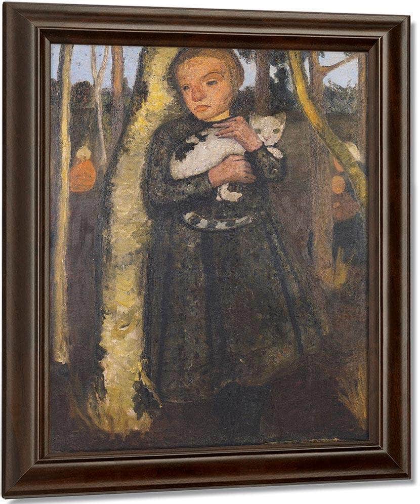 Girl With Cat In The Birch Forest By Paula Modersohn Becker Fine Art Print