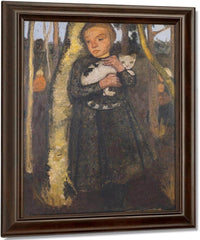 Girl With Cat In The Birch Forest By Paula Modersohn Becker Fine Art Print
