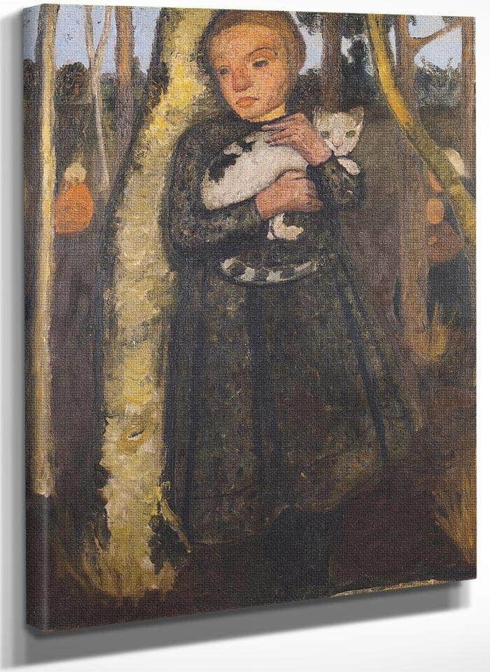 Girl With Cat In The Birch Forest By Paula Modersohn Becker Fine Art Print