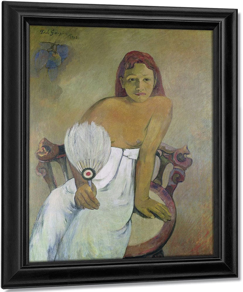 Girl With Fan By Eugene Henri Paul Gauguin Fine Art Print