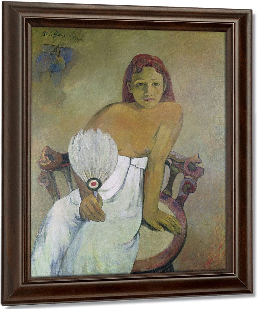 Girl With Fan By Eugene Henri Paul Gauguin Fine Art Print