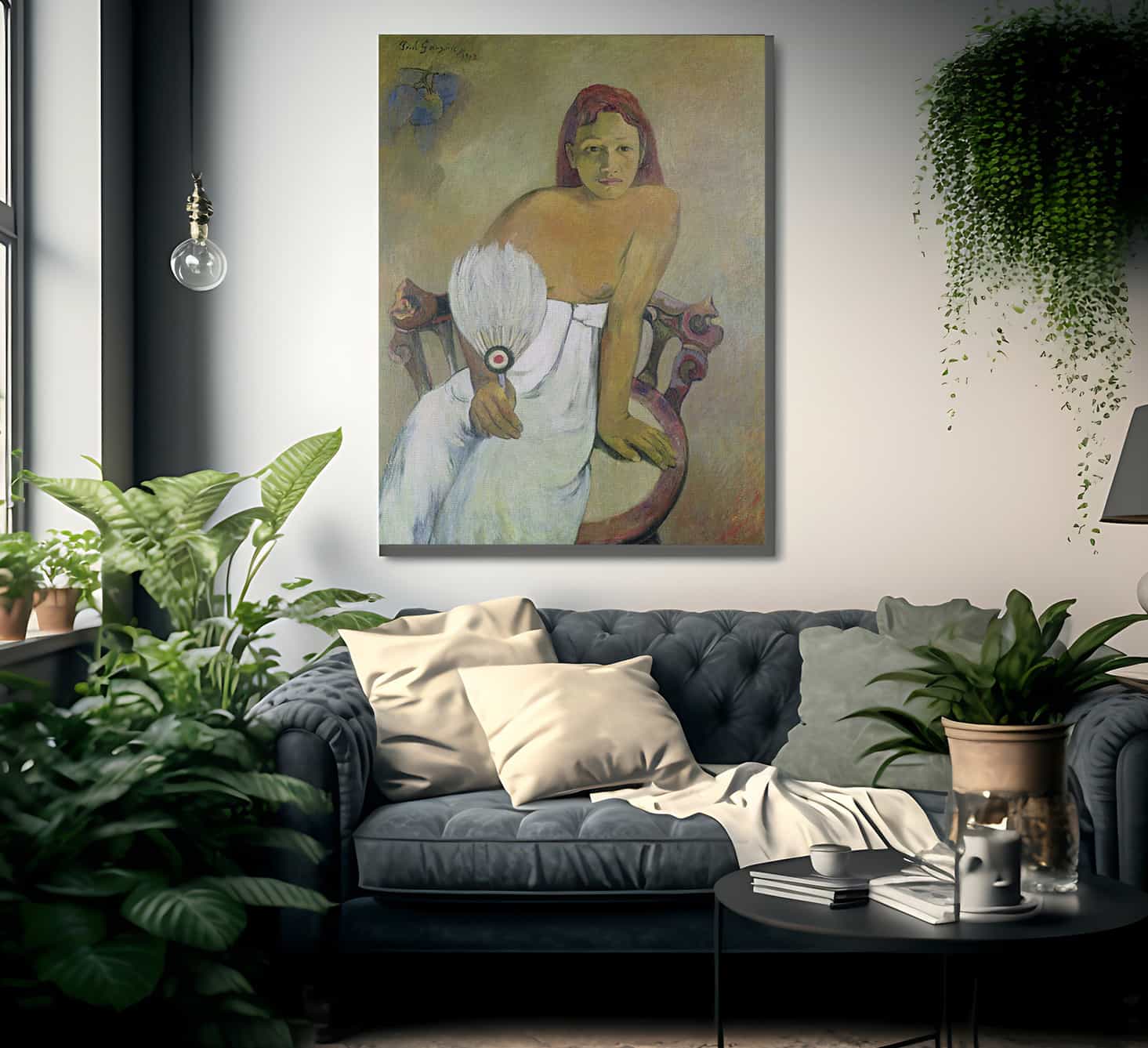 Girl With Fan By Eugene Henri Paul Gauguin Fine Art Print