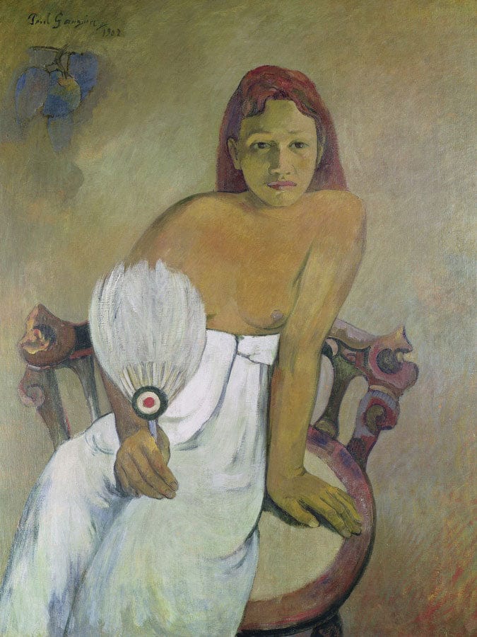 Girl With Fan By Eugene Henri Paul Gauguin Fine Art Print
