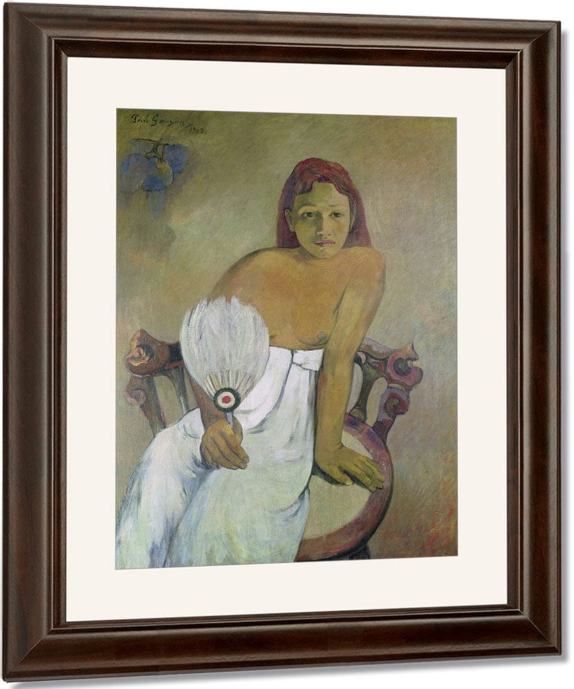 Girl With Fan By Eugene Henri Paul Gauguin Fine Art Print