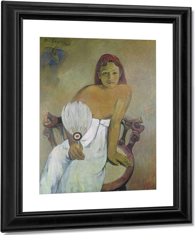 Girl With Fan By Eugene Henri Paul Gauguin Fine Art Print
