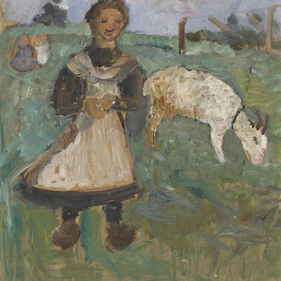 Girl With Goat By Paula Modersohn Becker Fine Art Print
