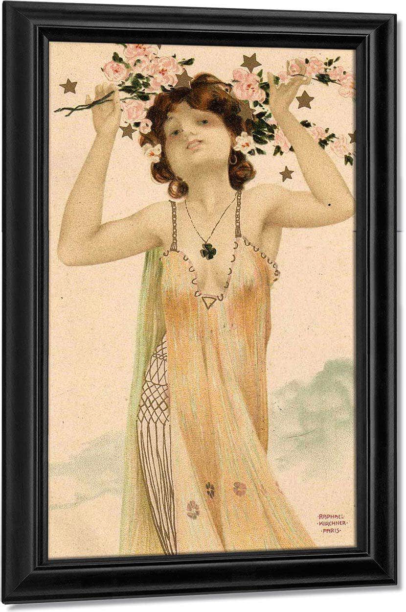 Girl With Good Luck Charms By Raphael Kirchner Fine Art Print