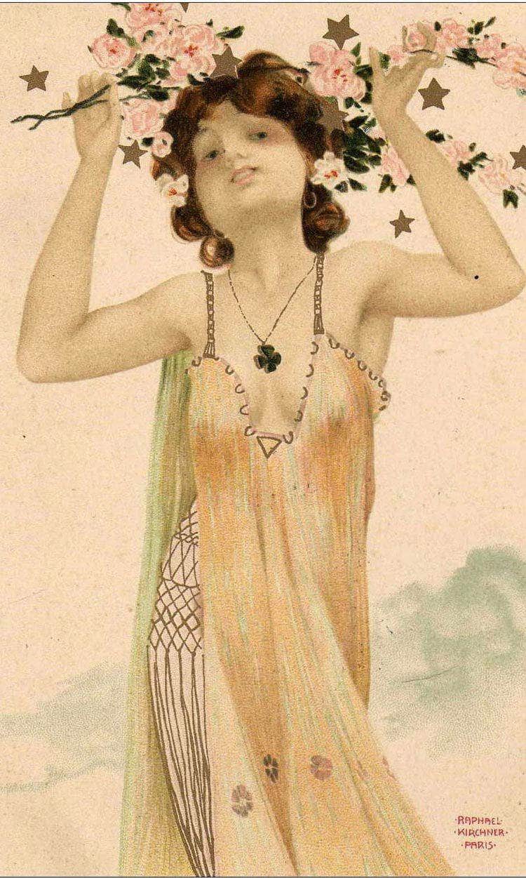 Girl With Good Luck Charms By Raphael Kirchner Fine Art Print