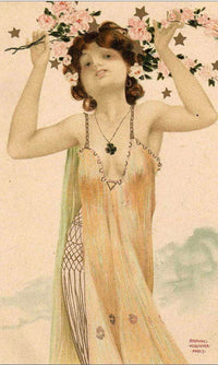 Girl With Good Luck Charms By Raphael Kirchner Fine Art Print