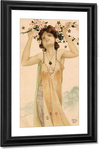 Girl With Good Luck Charms By Raphael Kirchner Fine Art Print