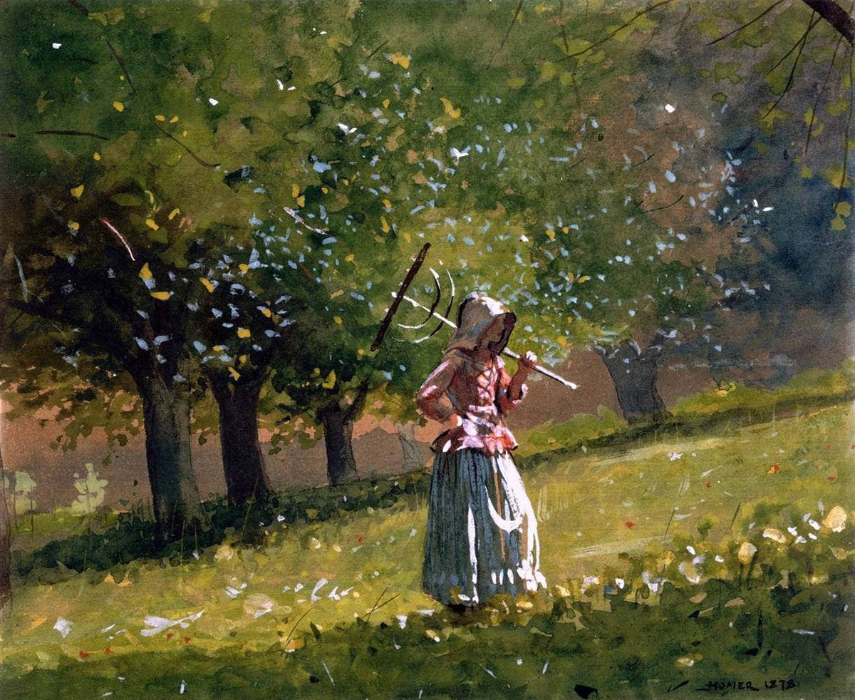 Girl With Hay Rake Painting Winslow Homer Canvas Art Fine Art Print