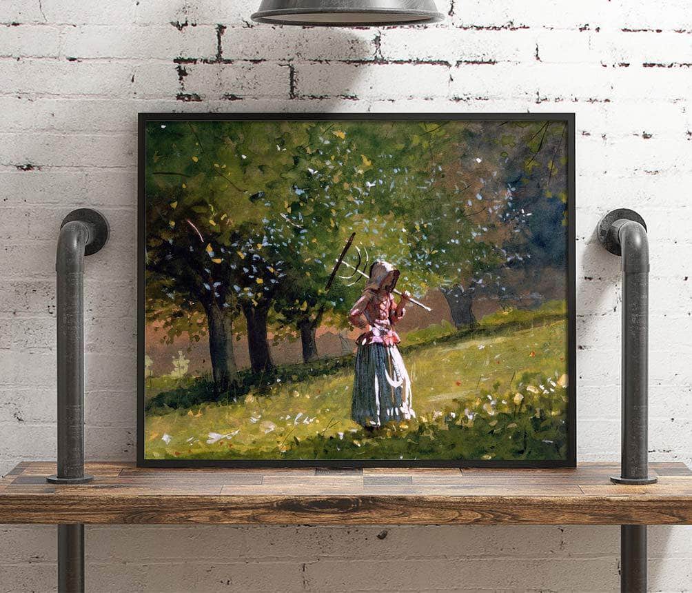 Girl With Hay Rake Painting Winslow Homer Canvas Art Fine Art Print