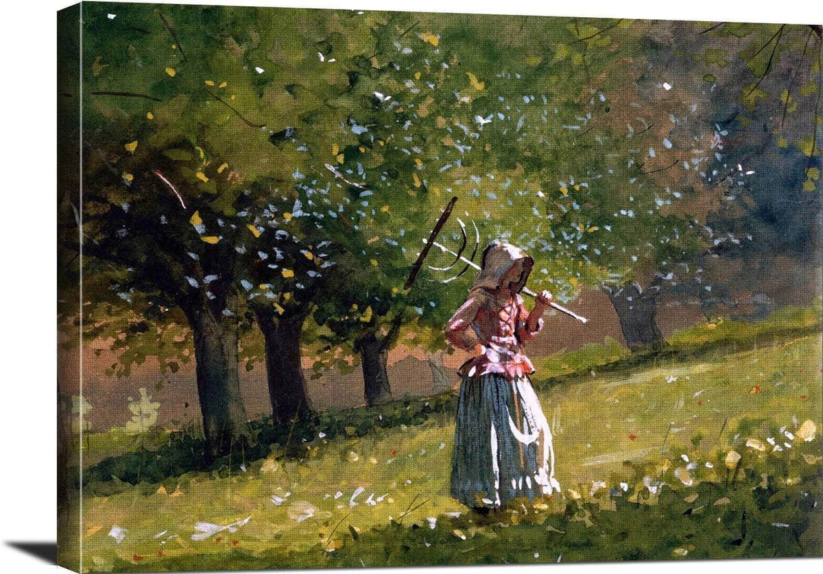 Girl With Hay Rake Painting Winslow Homer Canvas Art Fine Art Print