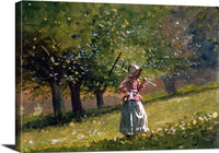 Girl With Hay Rake Painting Winslow Homer Canvas Art Fine Art Print