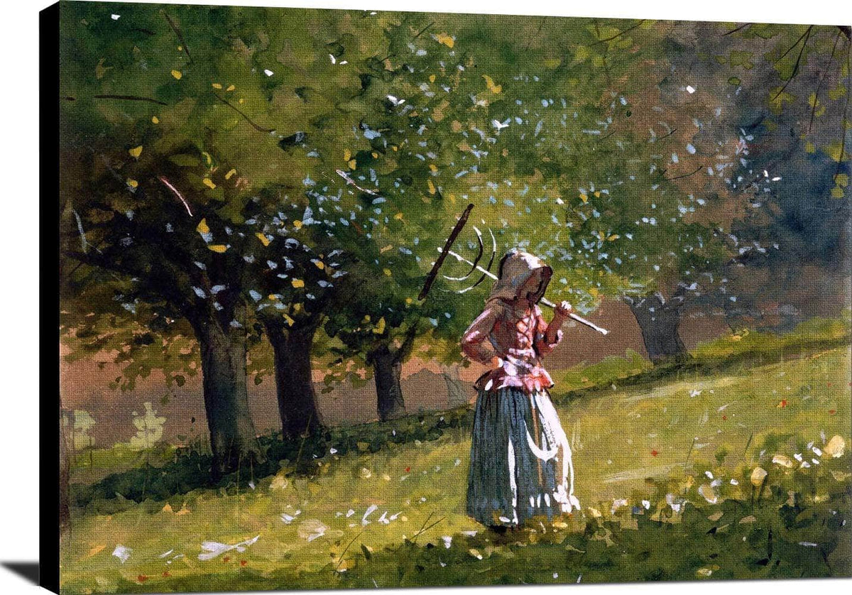 Girl With Hay Rake Painting Winslow Homer Canvas Art Fine Art Print