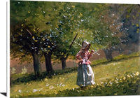 Girl With Hay Rake Painting Winslow Homer Canvas Art Fine Art Print