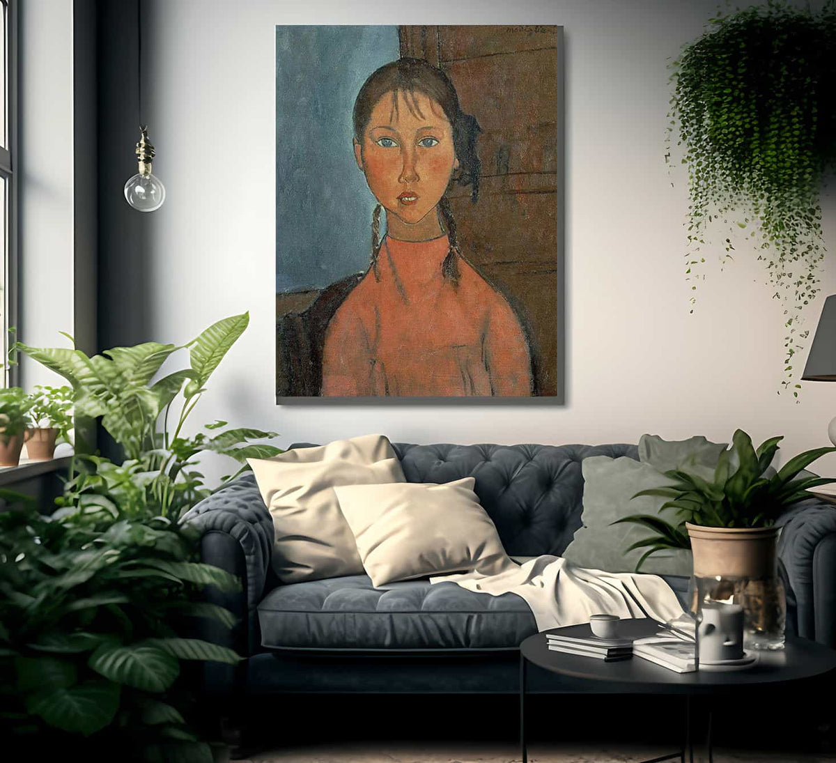 Girl With Pigtails By Amedeo Modigliani Fine Art Print