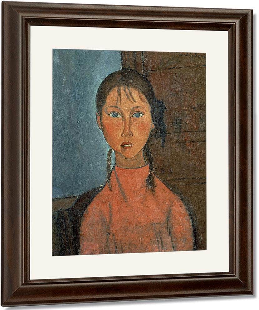 Girl With Pigtails By Amedeo Modigliani Fine Art Print