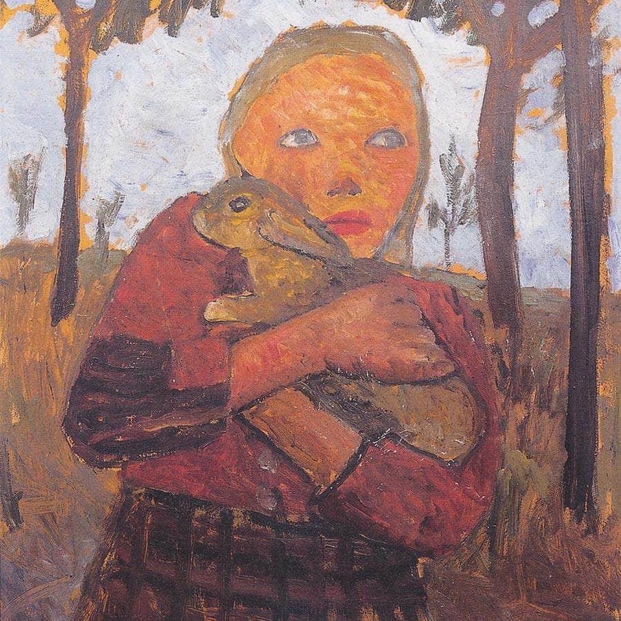 Girl With Rabbit By Paula Modersohn Becker Fine Art Print