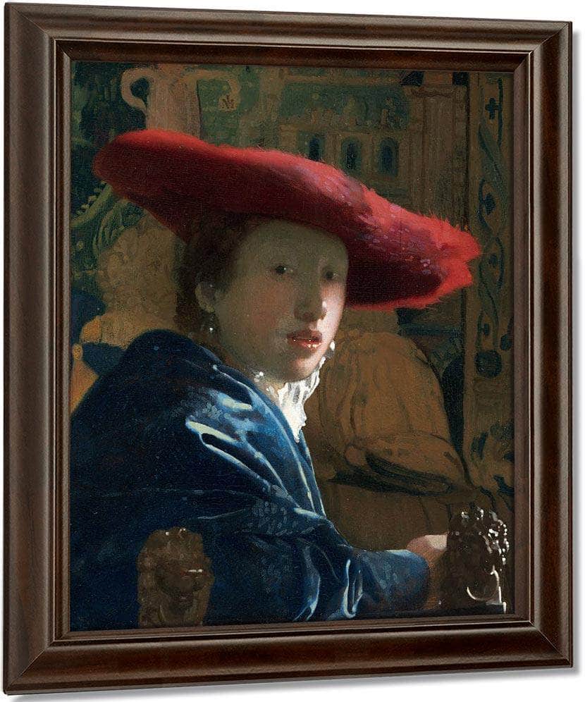 Girl With The Red Hat 1666 By Johannes Vermeer Fine Art Print