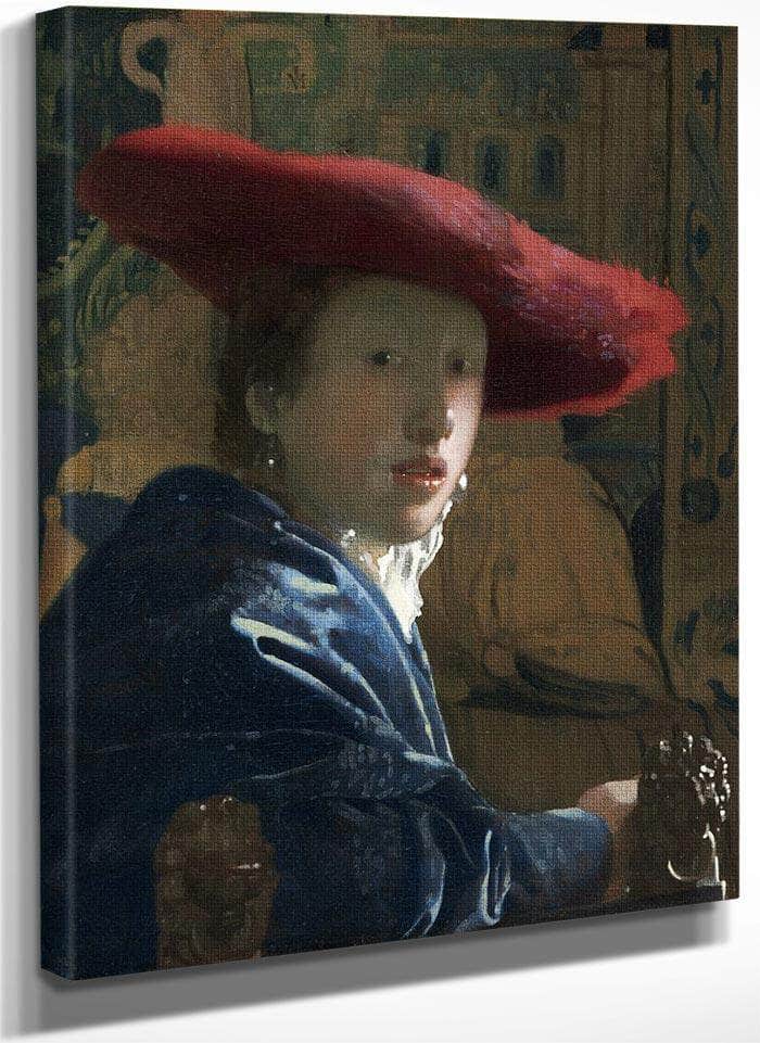 Girl With The Red Hat By Johannes Vermeer Fine Art Print